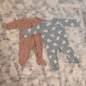 Carter's Just One You Bird Flowers 3 Month Long Sleeve Footie Sleepers Pajamas